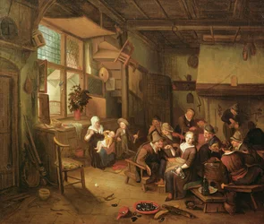 Interior with peasants drinking